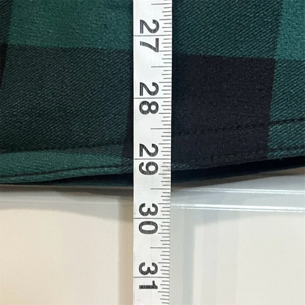 Men’s Shirt Jacket XL Green & Black Buffalo Plaid Fleece Lined Winter Fall Cozy